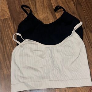 Black and Cream Ribbed Crop Tops